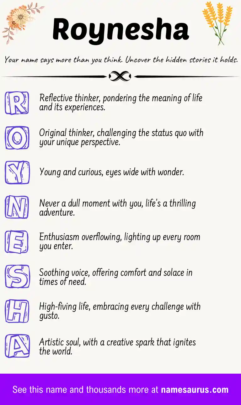 Acrostic poem about Roynesha.