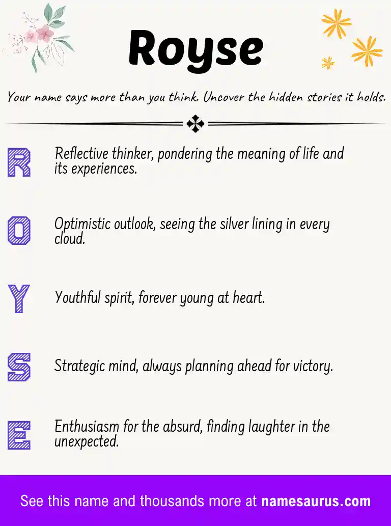 Acrostic poem about Royse.