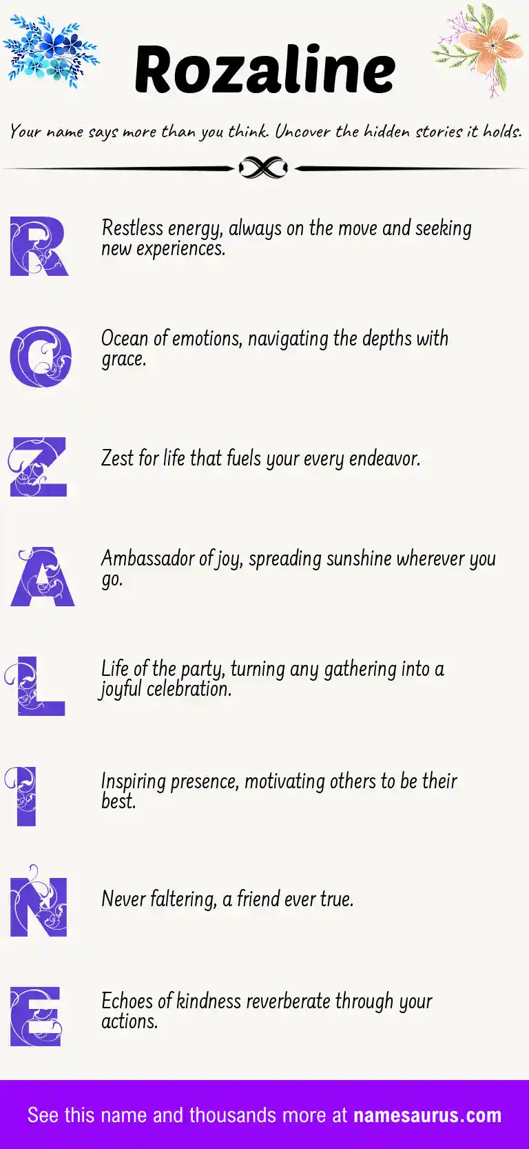 Acrostic poem about Rozaline.