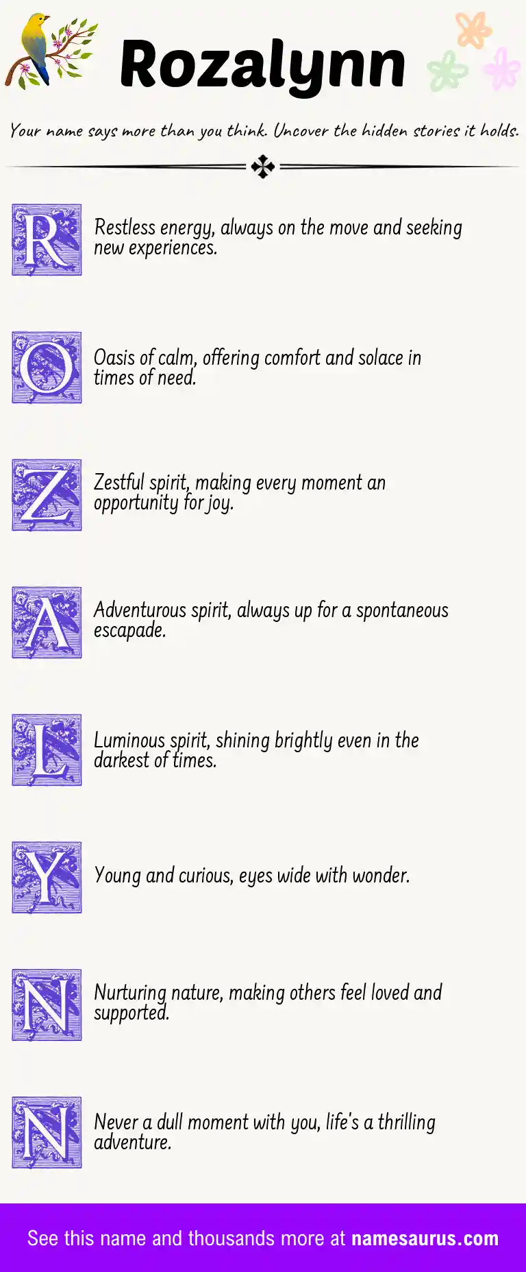 Acrostic poem about Rozalynn.