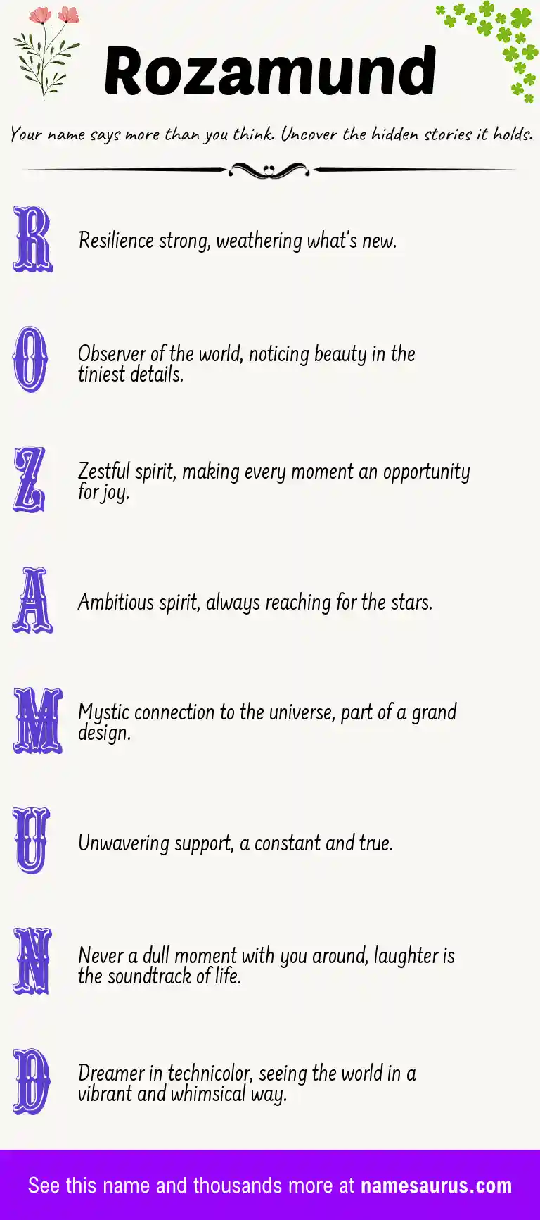 Acrostic poem about Rozamund.