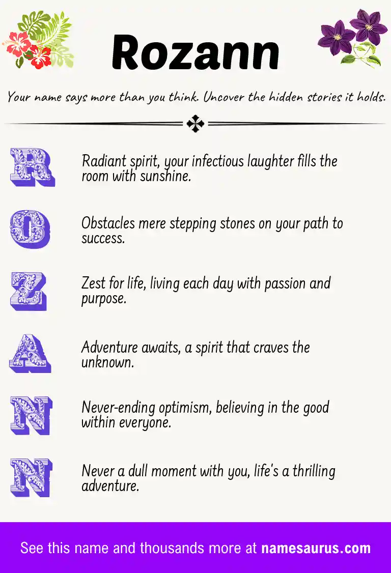 Acrostic poem about Rozann.