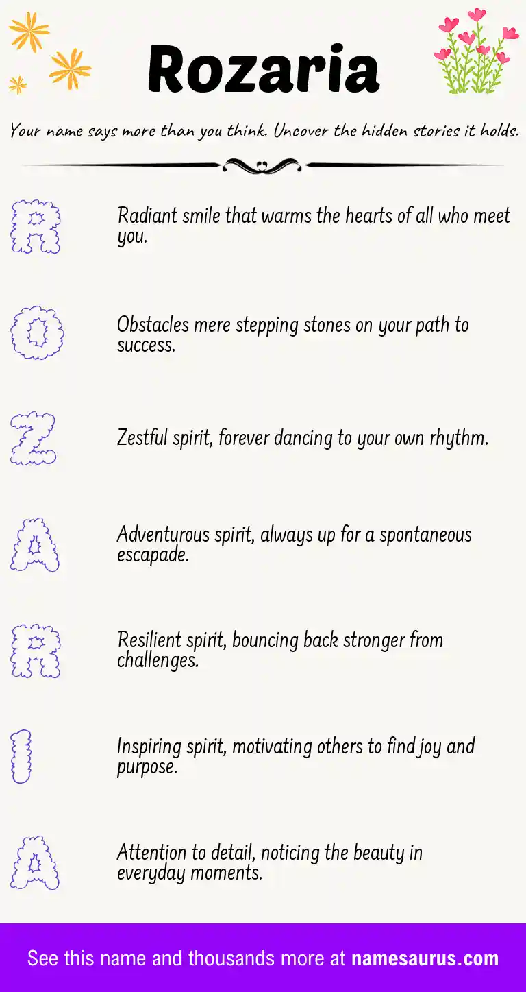 Acrostic poem about Rozaria.