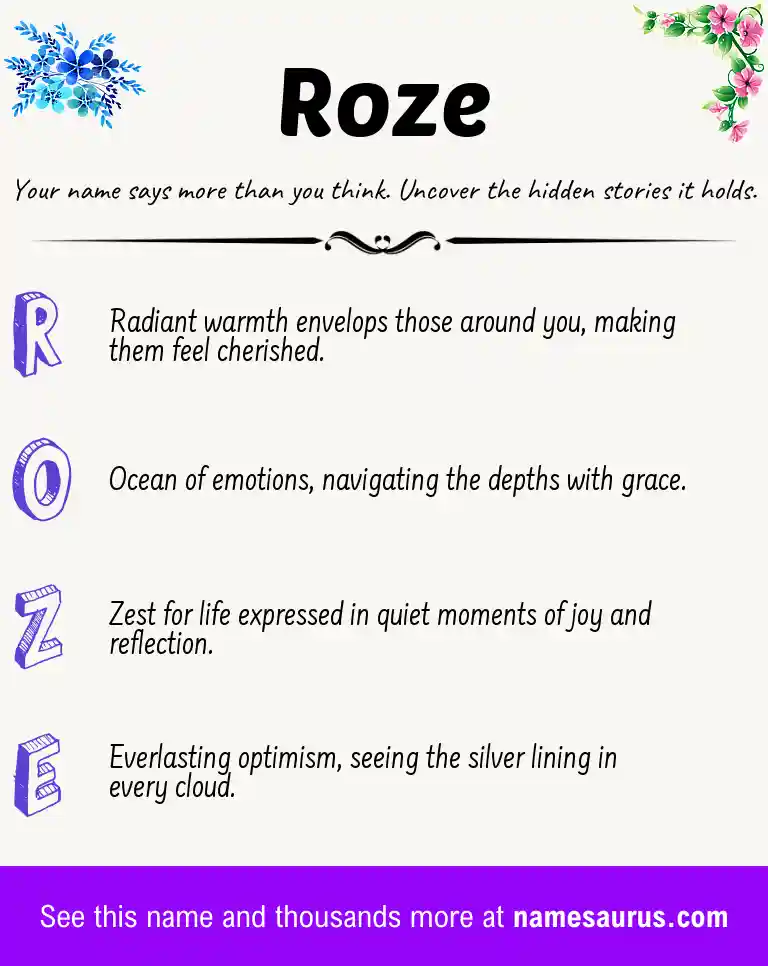 Acrostic poem about Roze.