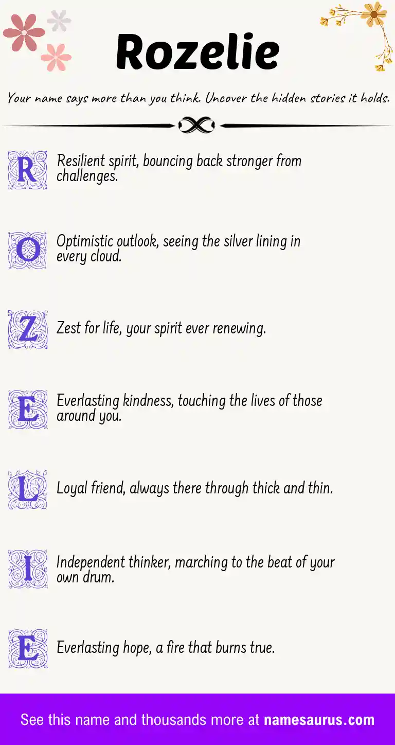Acrostic poem about Rozelie.