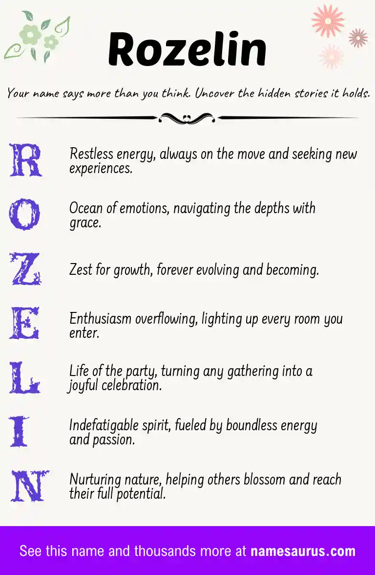 Acrostic poem about Rozelin.