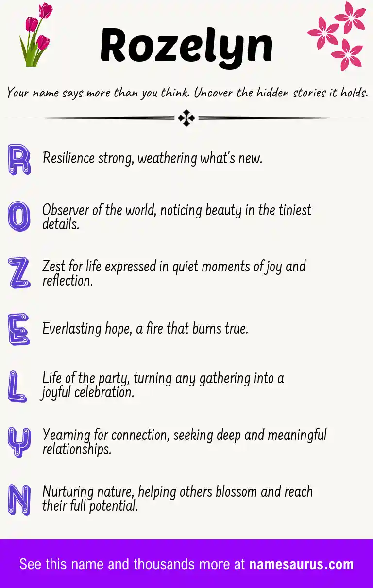 Acrostic poem about Rozelyn.