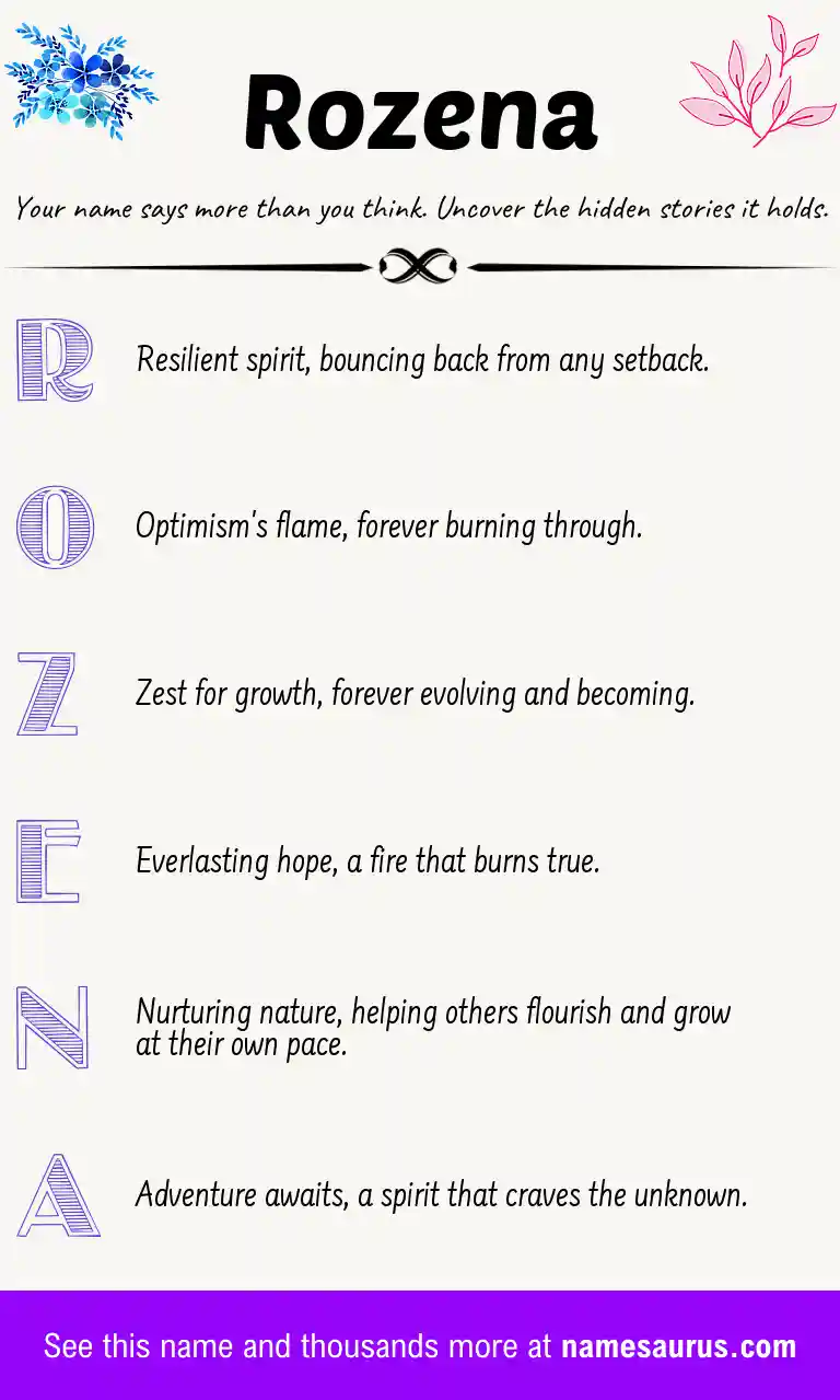 Acrostic poem about Rozena.