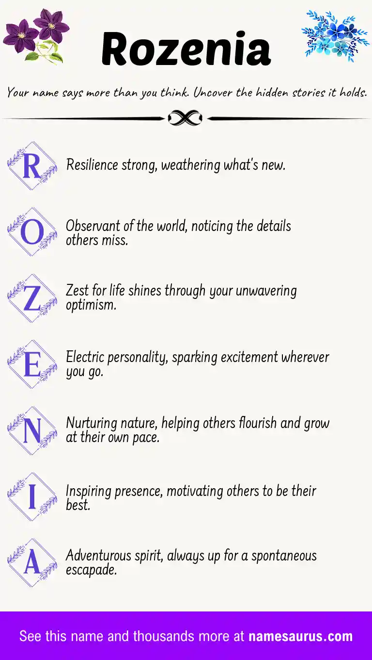 Acrostic poem about Rozenia.