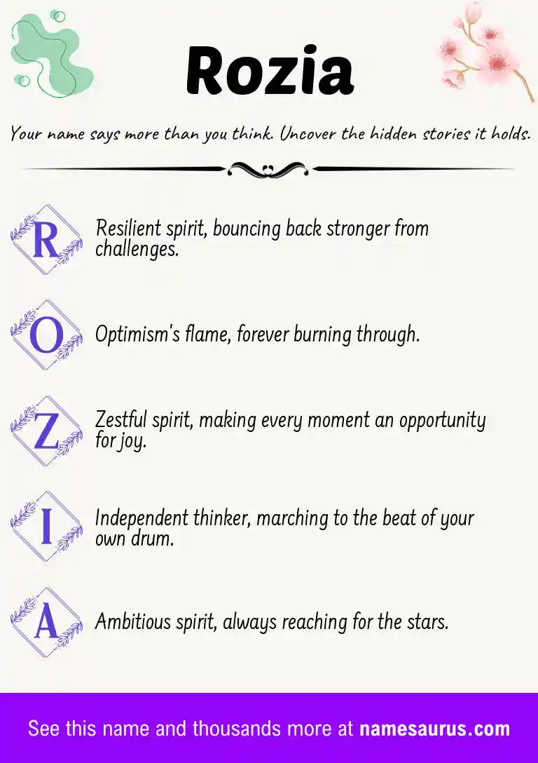 Acrostic poem about Rozia.