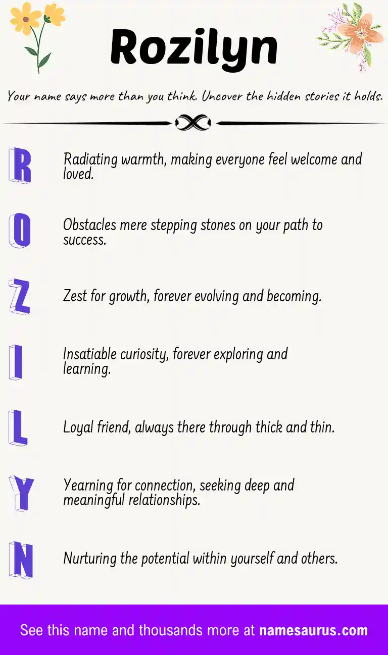 Acrostic poem about Rozilyn.