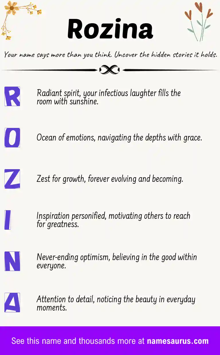Acrostic poem about Rozina.