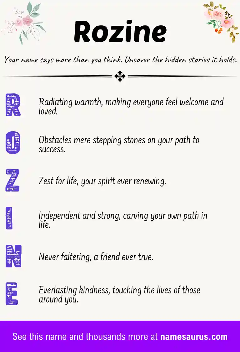 Acrostic poem about Rozine.