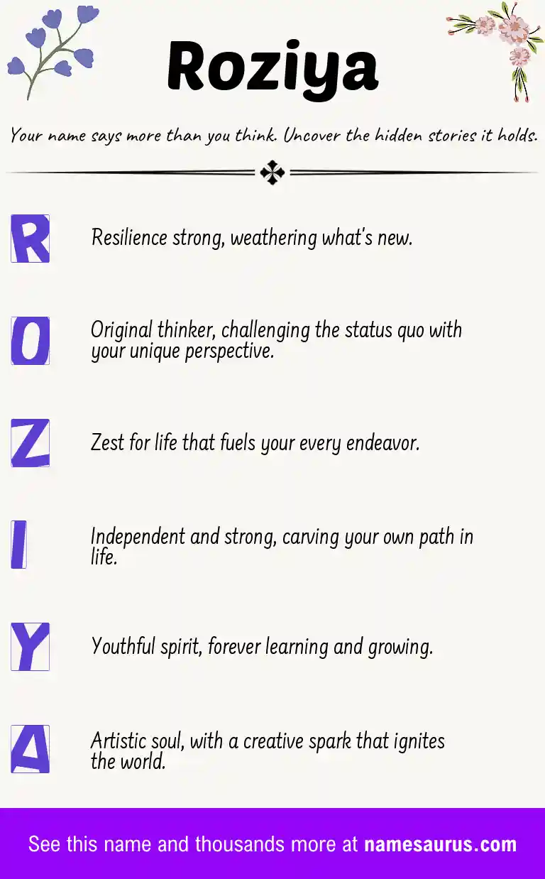 Acrostic poem about Roziya.