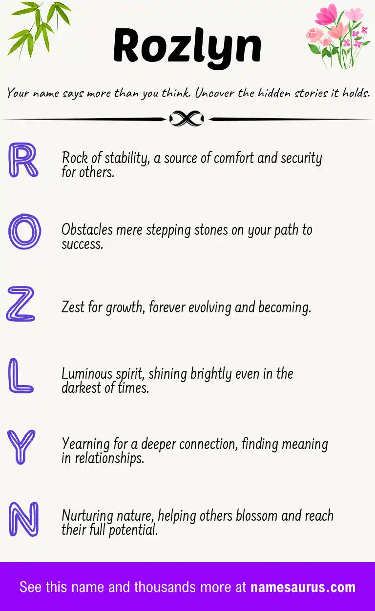 Acrostic poem about Rozlyn.