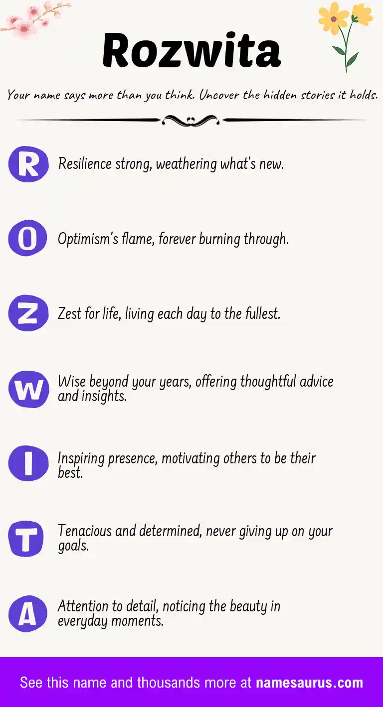 Acrostic poem about Rozwita.