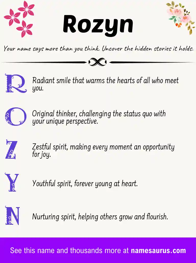 Acrostic poem about Rozyn.