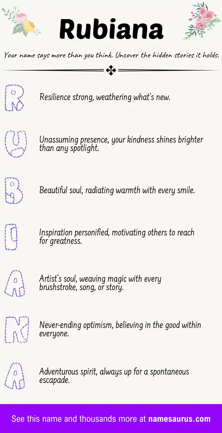 Acrostic poem about Rubiana.