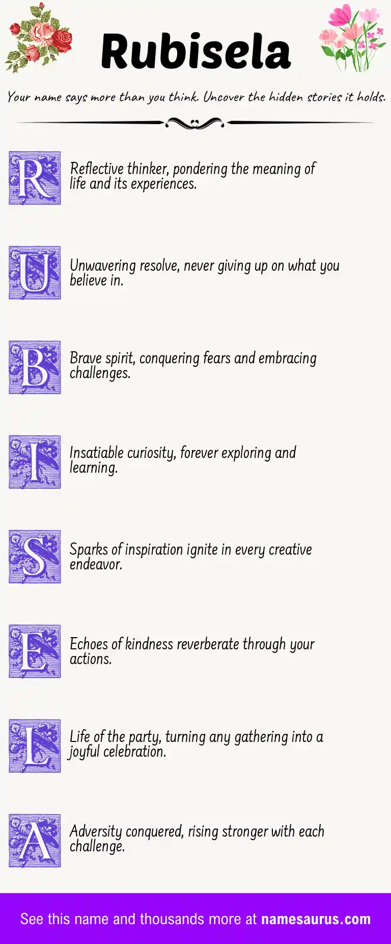 Acrostic poem about Rubisela.