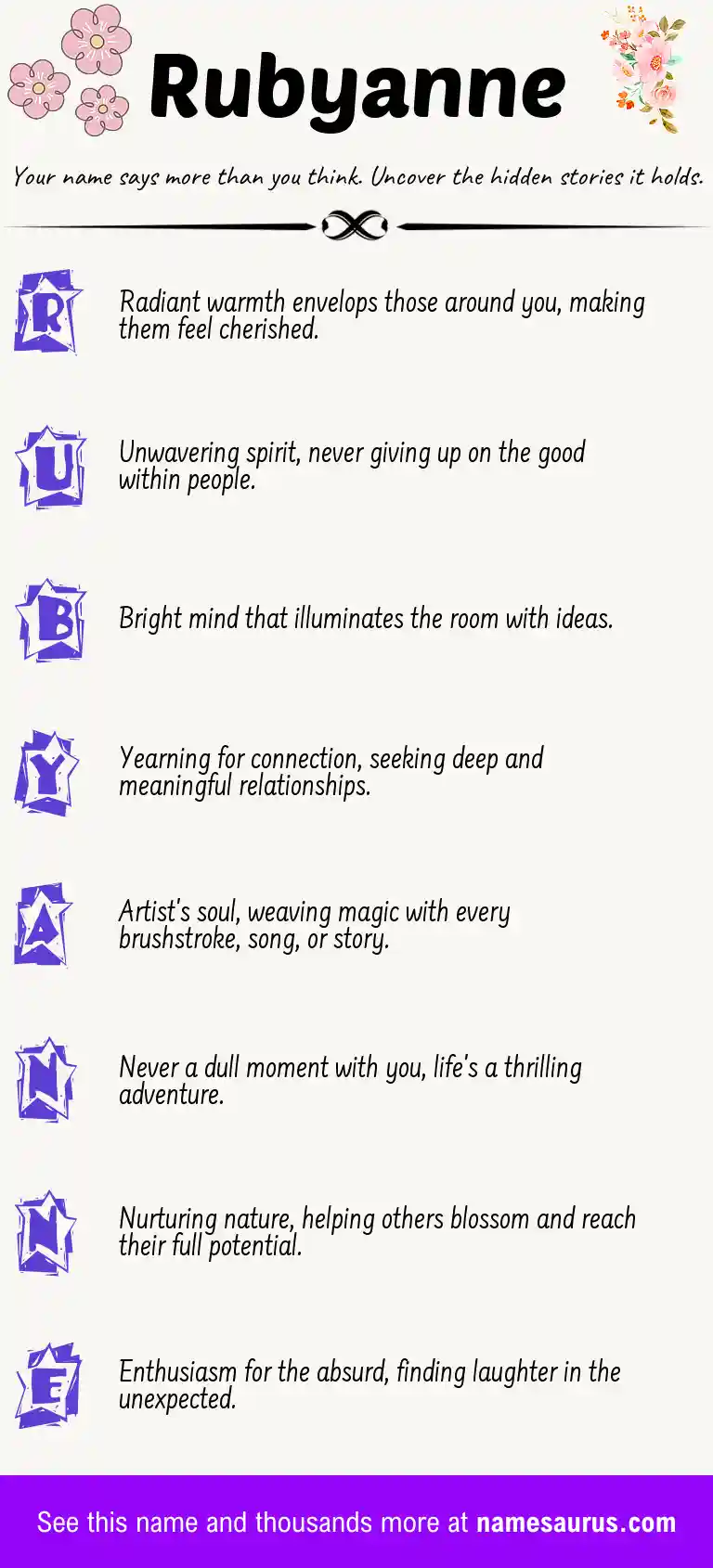 Acrostic poem about Rubyanne.