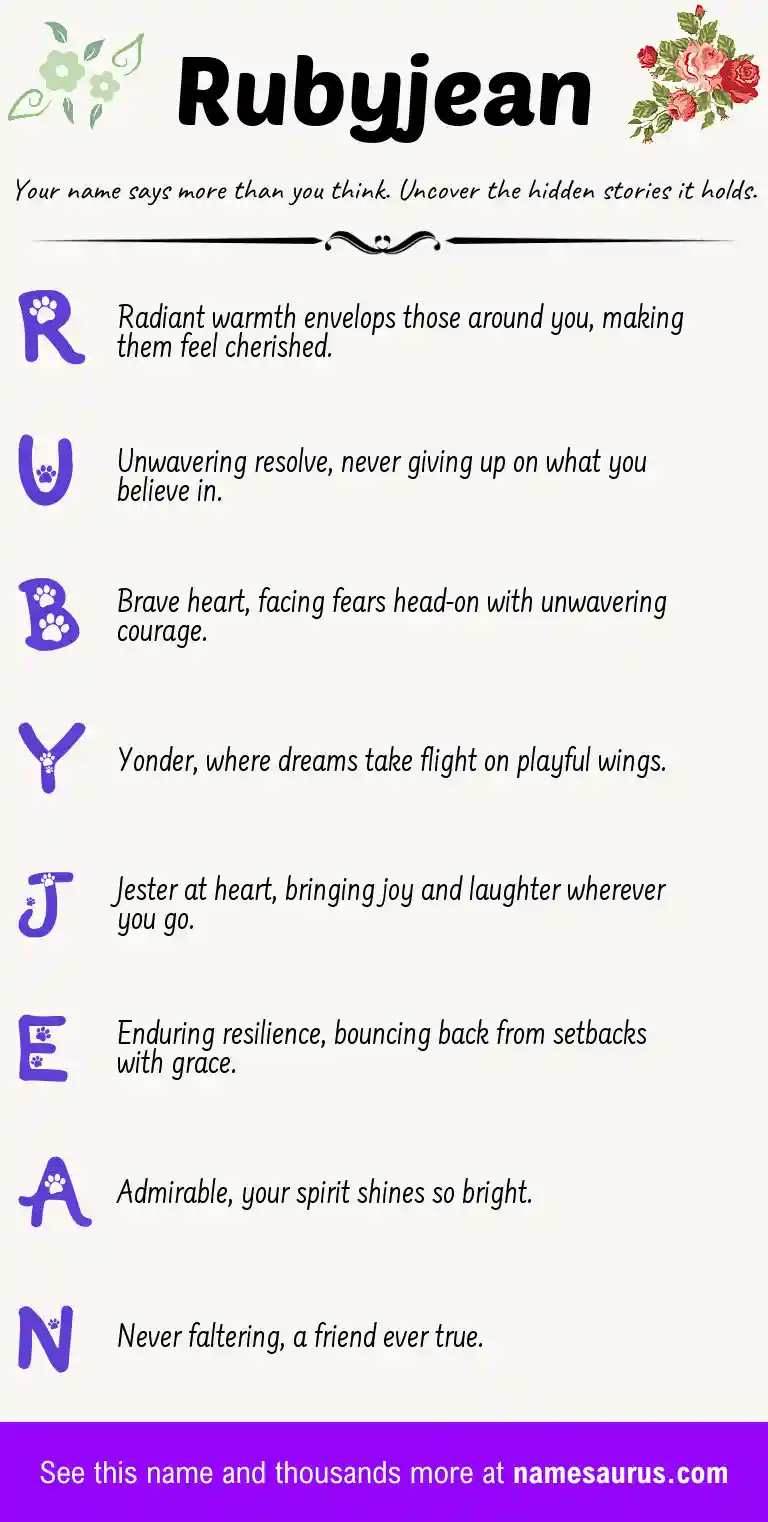 Acrostic poem about Rubyjean.