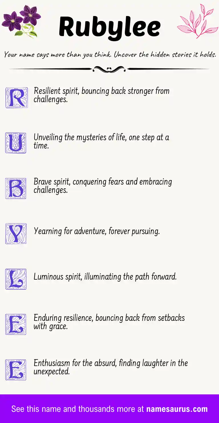 Acrostic poem about Rubylee.