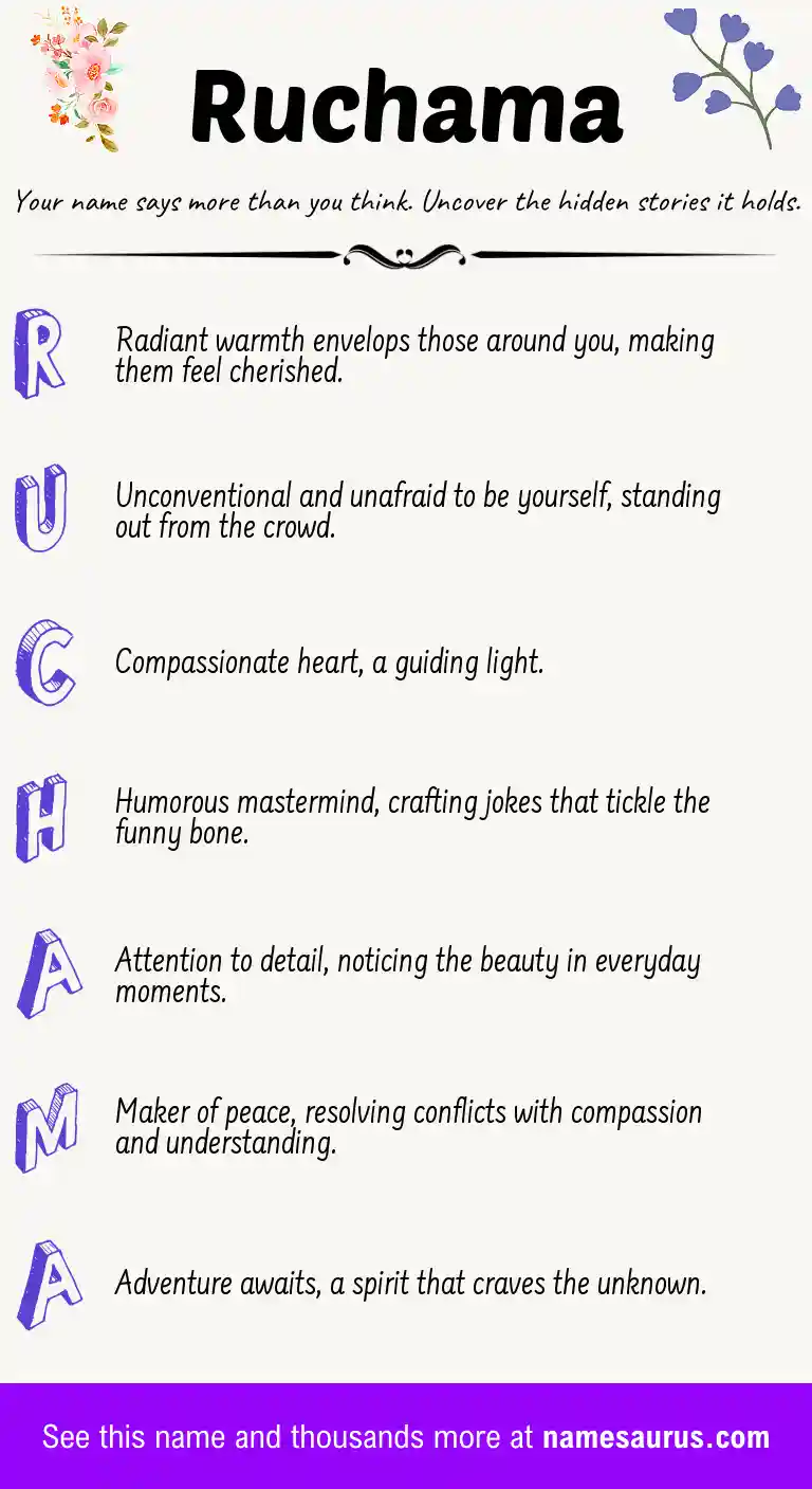 Acrostic poem about Ruchama.
