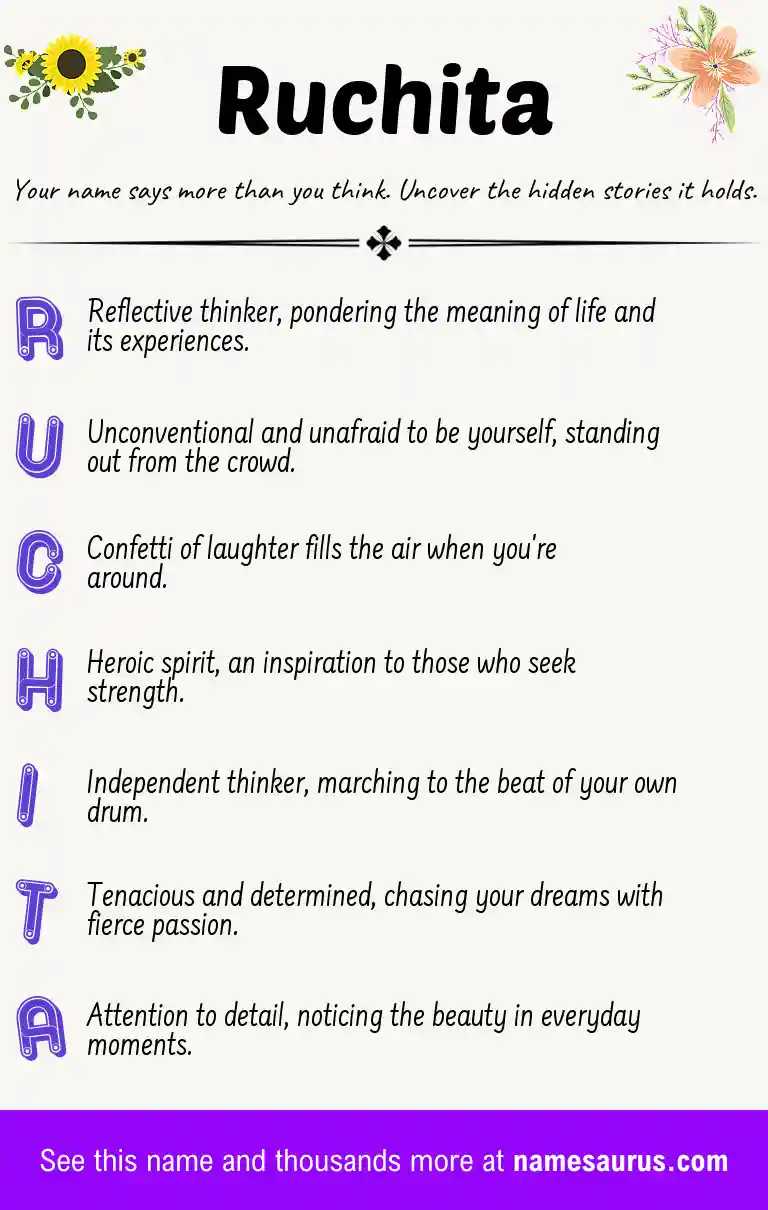 Acrostic poem about Ruchita.