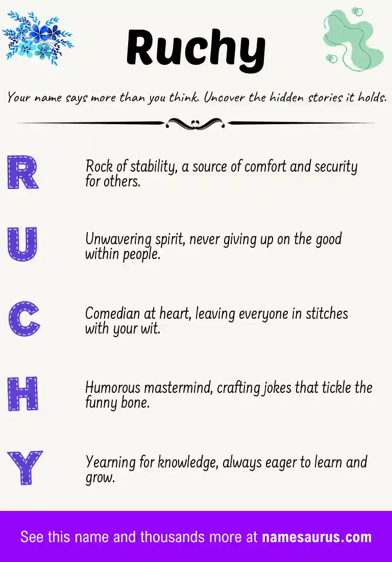 Acrostic poem about Ruchy.