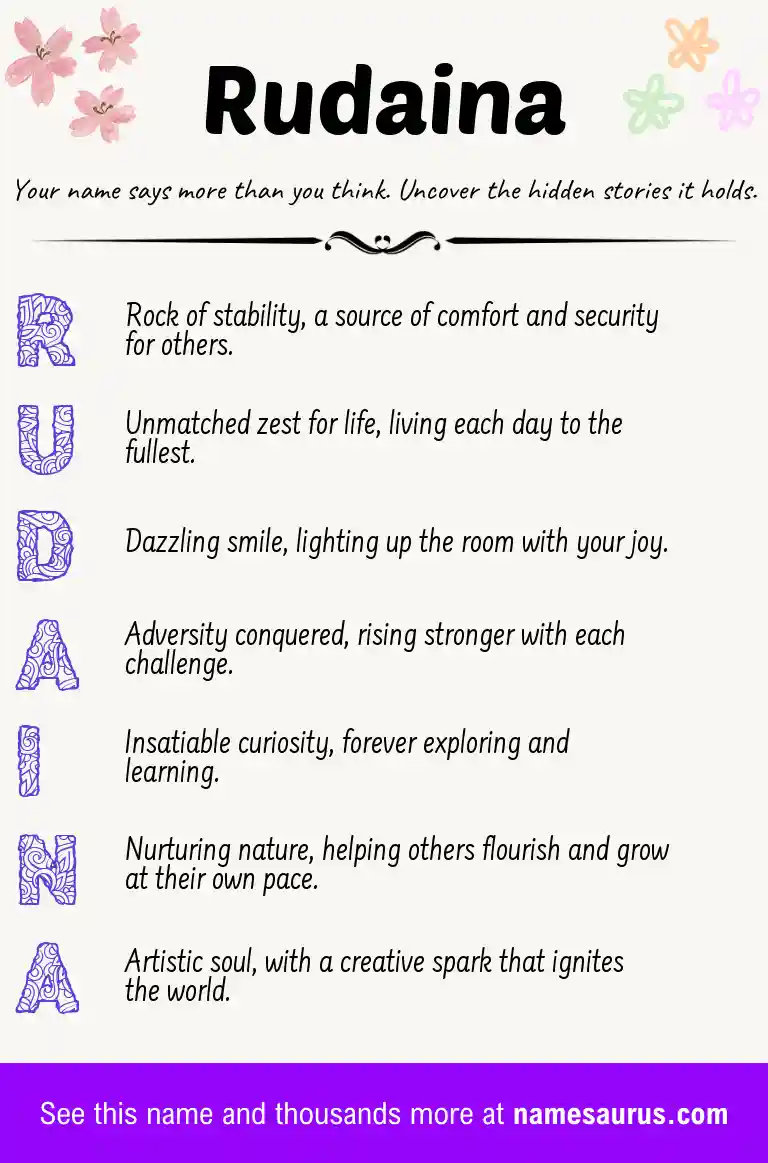 Acrostic poem about Rudaina.