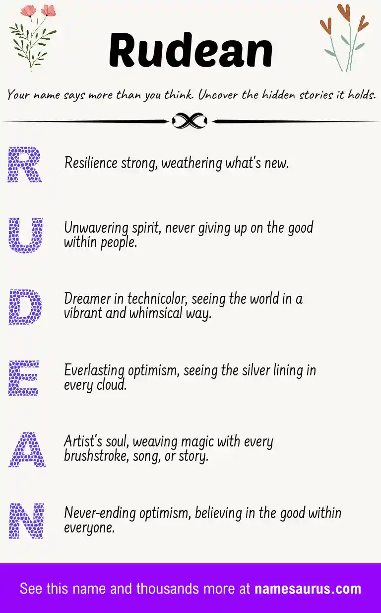 Acrostic poem about Rudean.