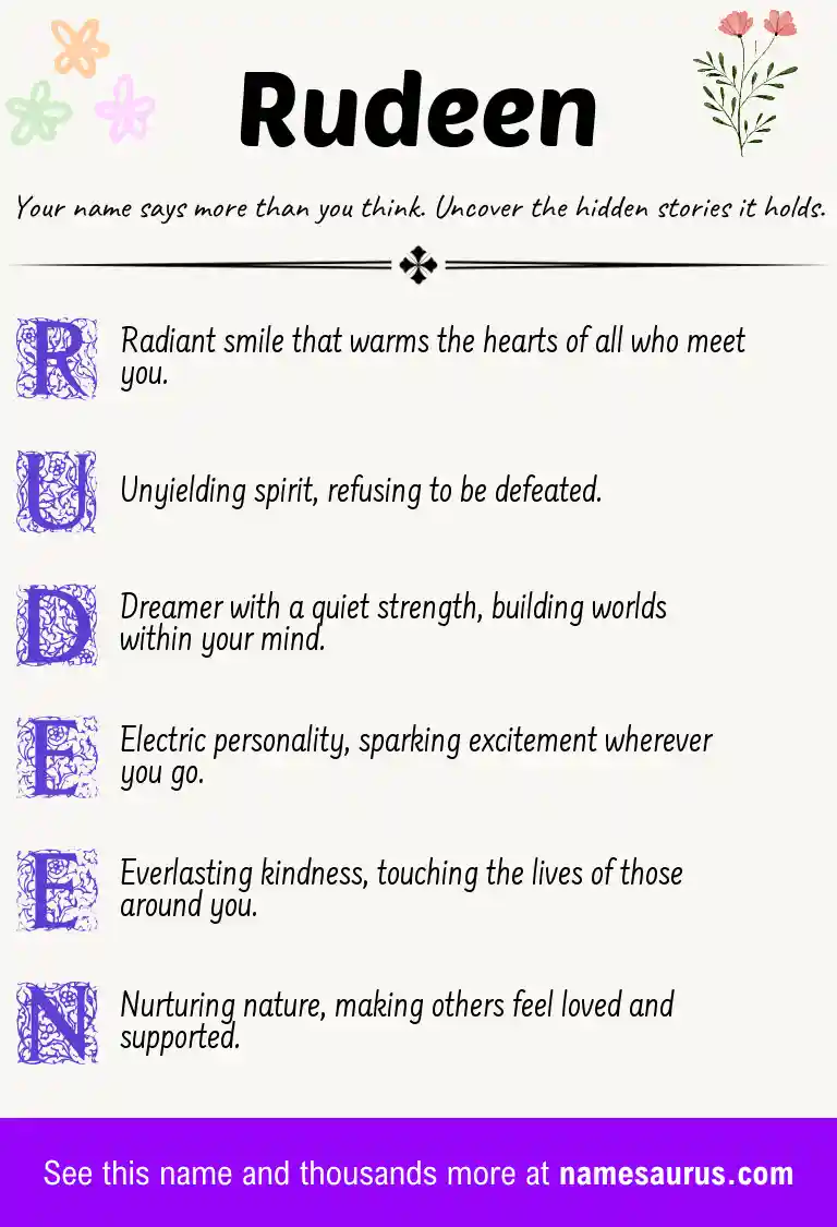 Acrostic poem about Rudeen.