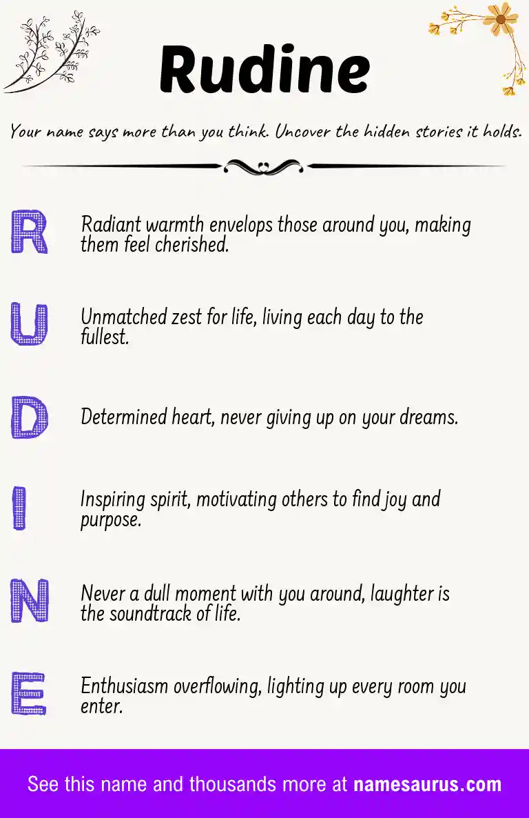 Acrostic poem about Rudine.