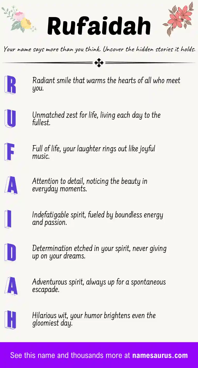Acrostic poem about Rufaidah.