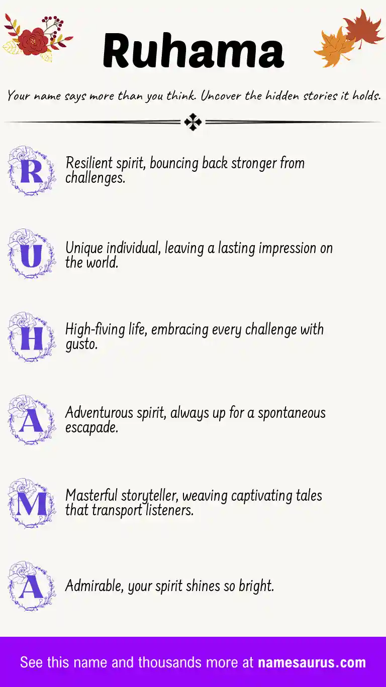 Acrostic poem about Ruhama.