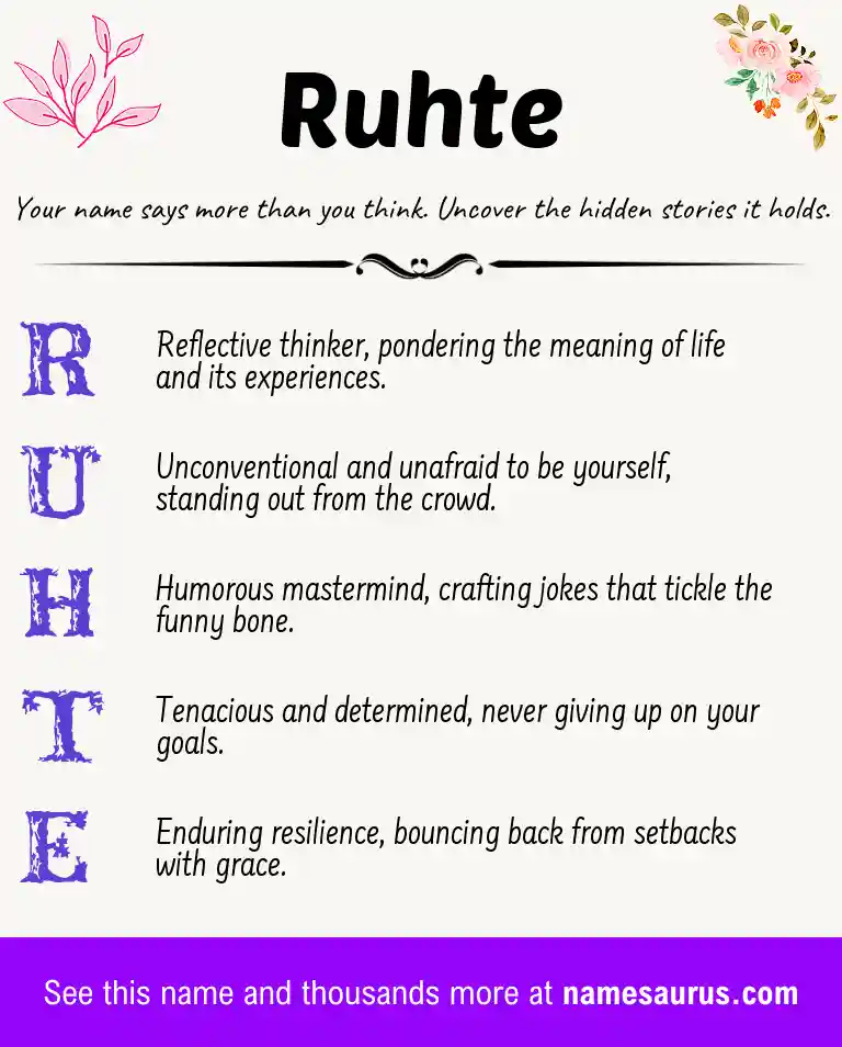 Acrostic poem about Ruhte.