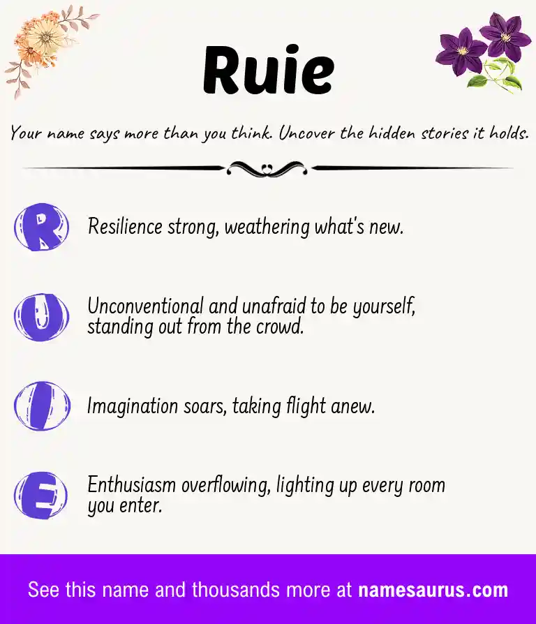 Acrostic poem about Ruie.