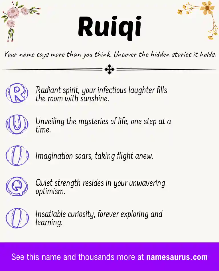 Acrostic poem about Ruiqi.
