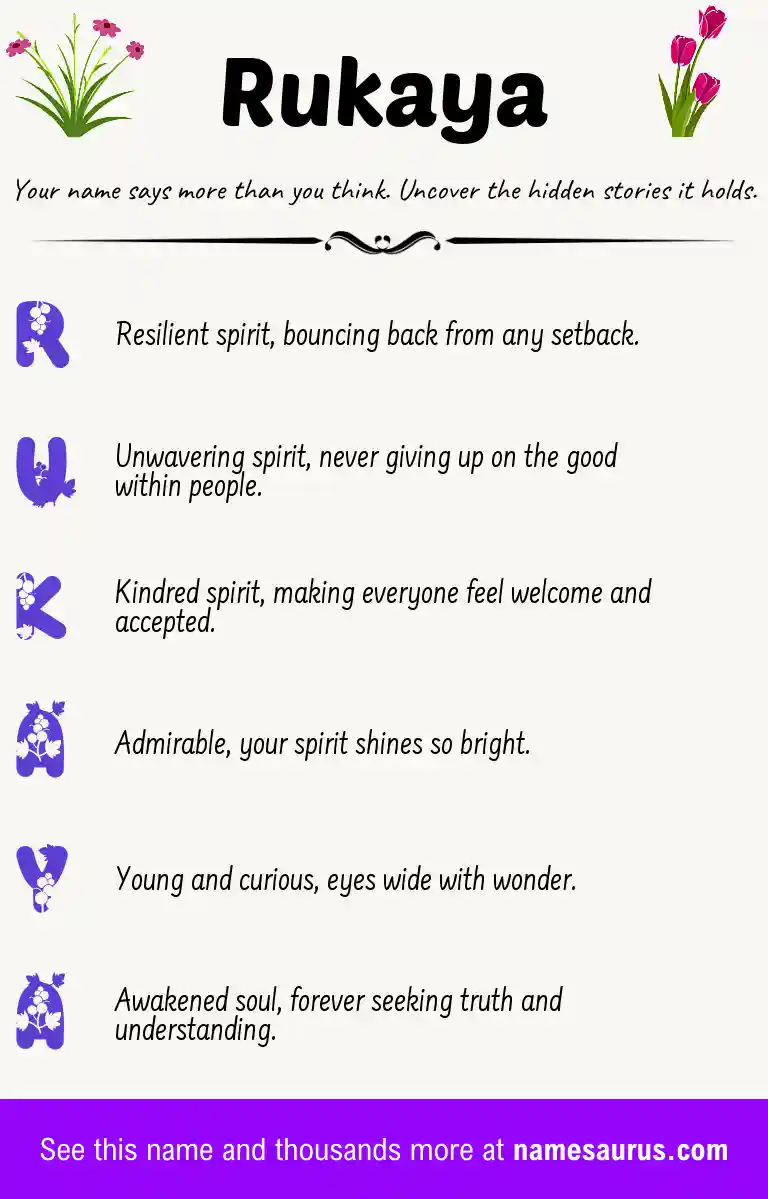 Acrostic poem about Rukaya.