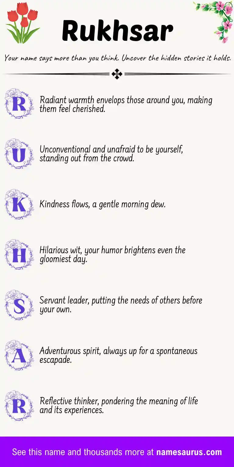 Acrostic poem about Rukhsar.