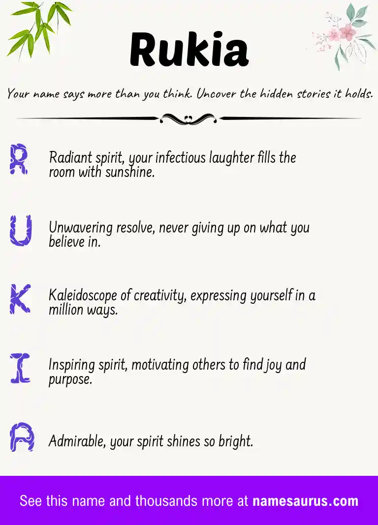 Acrostic poem about Rukia.