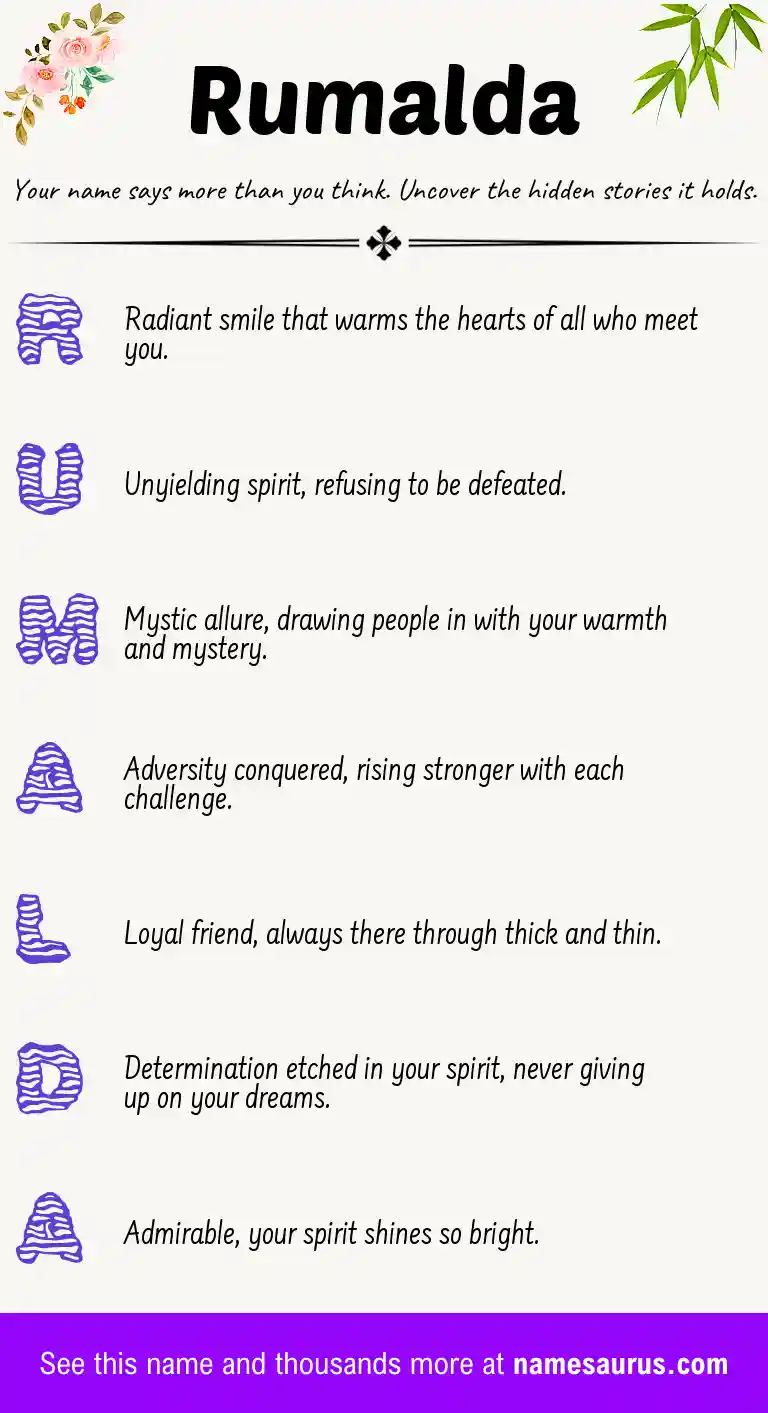 Acrostic poem about Rumalda.