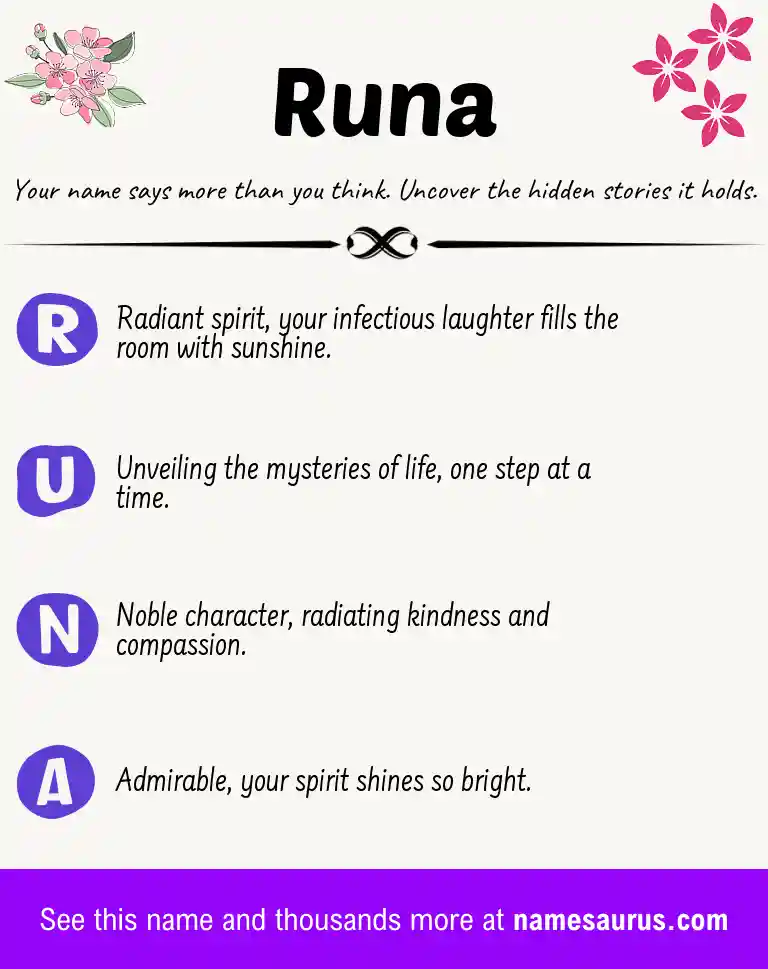 Acrostic poem about Runa.