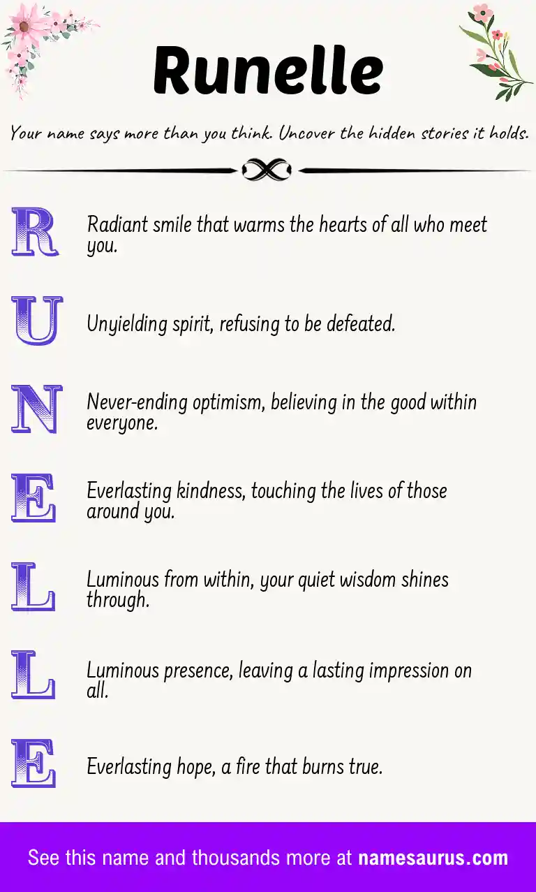 Acrostic poem about Runelle.