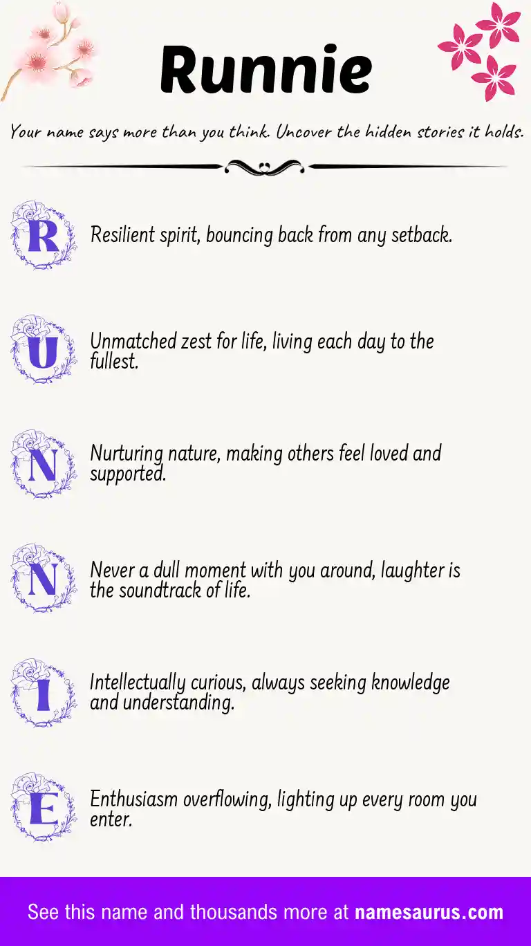 Acrostic poem about Runnie.