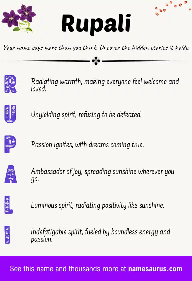 Acrostic poem about Rupali.