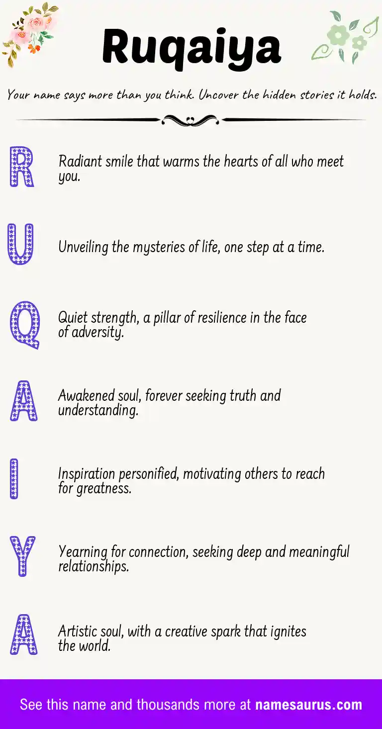 Acrostic poem about Ruqaiya.