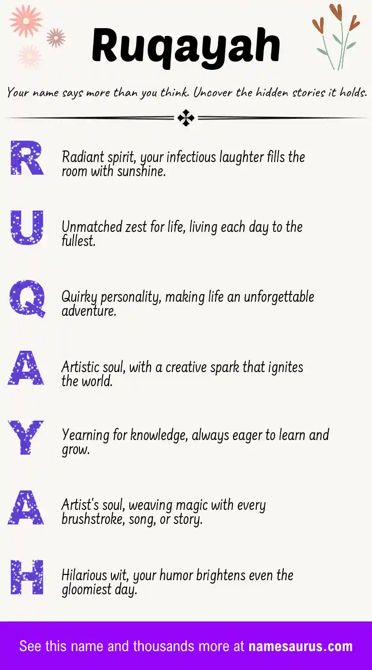 Acrostic poem about Ruqayah.
