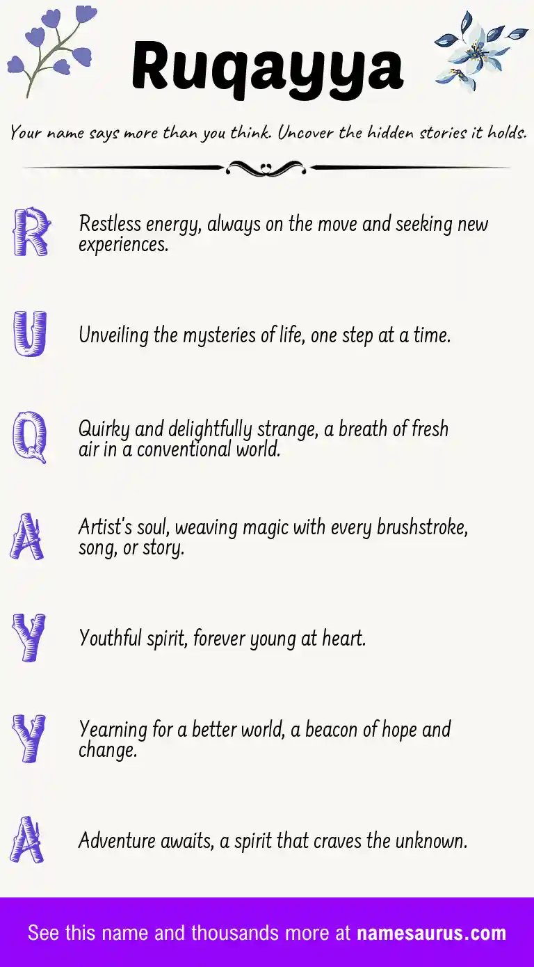 Acrostic poem about Ruqayya.