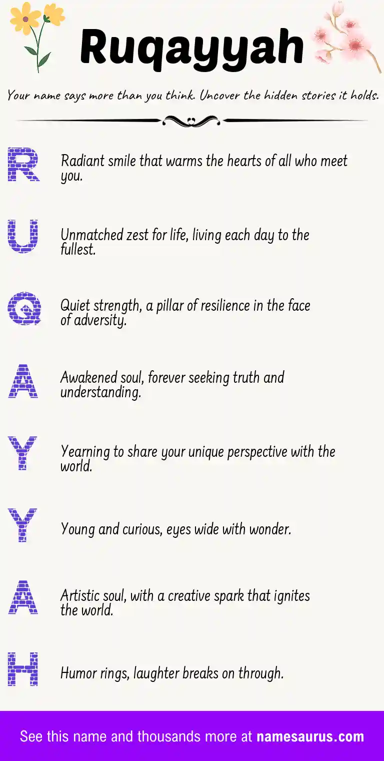 Acrostic poem about Ruqayyah.